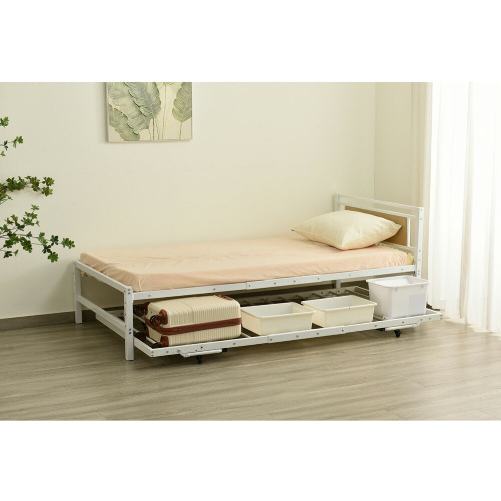 【ブラック/ホワイト】 ベッド 二段ベッド 親子ベッド パイプベッド シングルベッド デイベッド 多段ベッド シングル ベッド ベッドフレーム エキストラベッド パイプ キャスター付き 収納 北欧風 おしゃれ 子供部屋 スチール 耐震