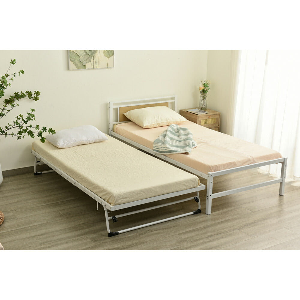 【ブラック/ホワイト】 ベッド 二段ベッド 親子ベッド パイプベッド シングルベッド デイベッド 多段ベッド シングル ベッド ベッドフレーム エキストラベッド パイプ キャスター付き 収納 北欧風 おしゃれ 子供部屋 スチール 耐震