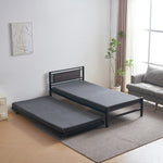 【ブラック/ホワイト】 ベッド 二段ベッド 親子ベッド パイプベッド シングルベッド デイベッド 多段ベッド シングル ベッド ベッドフレーム エキストラベッド パイプ キャスター付き 収納 北欧風 おしゃれ 子供部屋 スチール 耐震