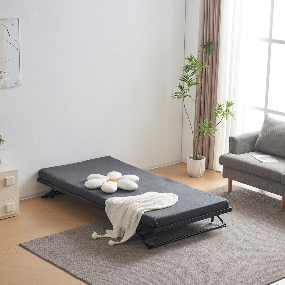 【ホワイト/ブラック】パイプベッド 折りたたみベッド 折り畳み シングル ベッド シングルベッド ベッドフレーム コンパクト ベッド 長さ195cm スチール 折畳ベッド 白 黒 2色展開 省スペース 一人暮らし 単身赴任 新生活 通気性 7日内出荷