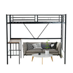 【ブラック/ホワイト】ロフトベッド パイプベッド シングル ハイタイプ 大人用 ブラック 黒 白 テーブル付き はしご付き 高さ172cm システムベッド スチール 北欧風 一人暮らし スチール 耐震 ベッド 子供部屋