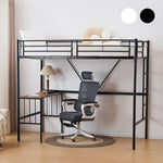 【ブラック/ホワイト】ロフトベッド パイプベッド シングル ハイタイプ 大人用 ブラック 黒 白 テーブル付き はしご付き 高さ172cm システムベッド スチール 北欧風 一人暮らし スチール 耐震 ベッド 子供部屋