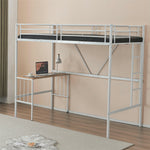 【ブラック/ホワイト】ロフトベッド パイプベッド シングル ハイタイプ 大人用 ブラック 黒 白 テーブル付き はしご付き 高さ172cm システムベッド スチール 北欧風 一人暮らし スチール 耐震 ベッド 子供部屋