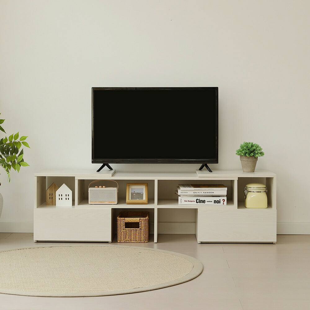 伸縮テレビボード ローボード 伸縮テレビ台 コーナー 引き出し付き テレビラック 北欧風 おしゃれ リビング ワンルーム 一人暮らし TVボード TV台 幅93~172cm 高さ38cm ホワイト 韓国風 北欧 パソコン台 テレビラック TVボード ロータイプ 伸縮 7日内出荷