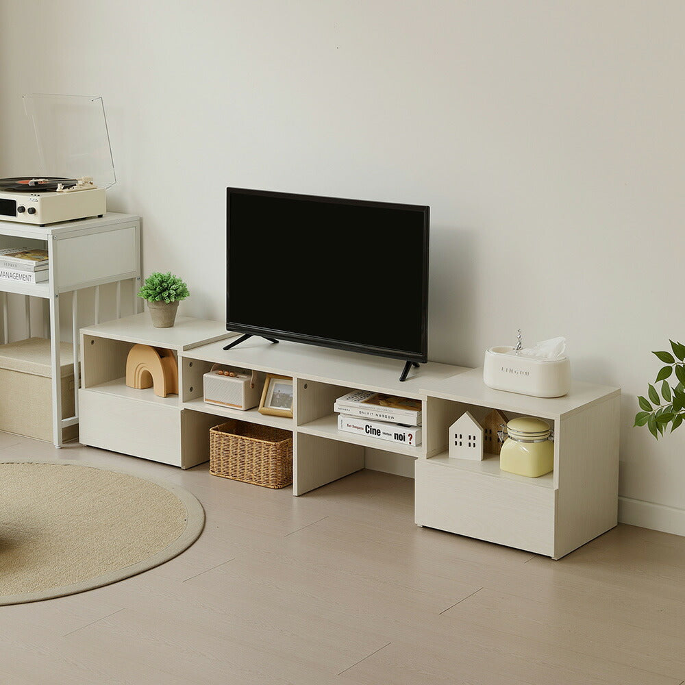 伸縮テレビボード ローボード 伸縮テレビ台 コーナー 引き出し付き テレビラック 北欧風 おしゃれ リビング ワンルーム 一人暮らし TVボード TV台 幅93~172cm 高さ38cm ホワイト 韓国風 北欧 パソコン台 テレビラック TVボード ロータイプ 伸縮 7日内出荷
