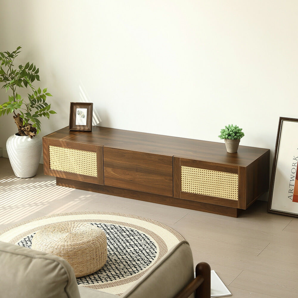 テレビ台 ローボード テレビボード 隠し収納 TVボード 幅150cm 幅180cm リビングボード テレビラック リビング収納 TV台 AVボード おしゃれ ナチュラル ラタン風 木目調 引き出し TV台 薄型