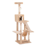 キャットタワー キャットツリー 据え置き 麻紐 全高155cm 機能満載 爪とぎ 多頭飼い 安定感抜群 頑丈 省スペース 猫ハウス 上りやすい クリアボウル キャットポール 据え置き型 7日内出荷