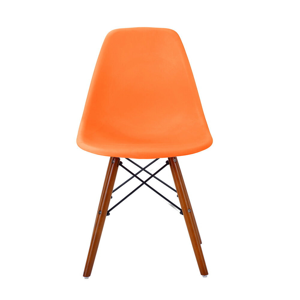 【オレンジ座面&ブラウン脚】ダイニングチェア 2脚セット イームズチェア オフィス 会議室 来客用 テレワーク 在宅勤務 DSW イームズ椅子 チェア イームズチェアー 木脚 椅子 おしゃれ 北欧 シンプル デザイン