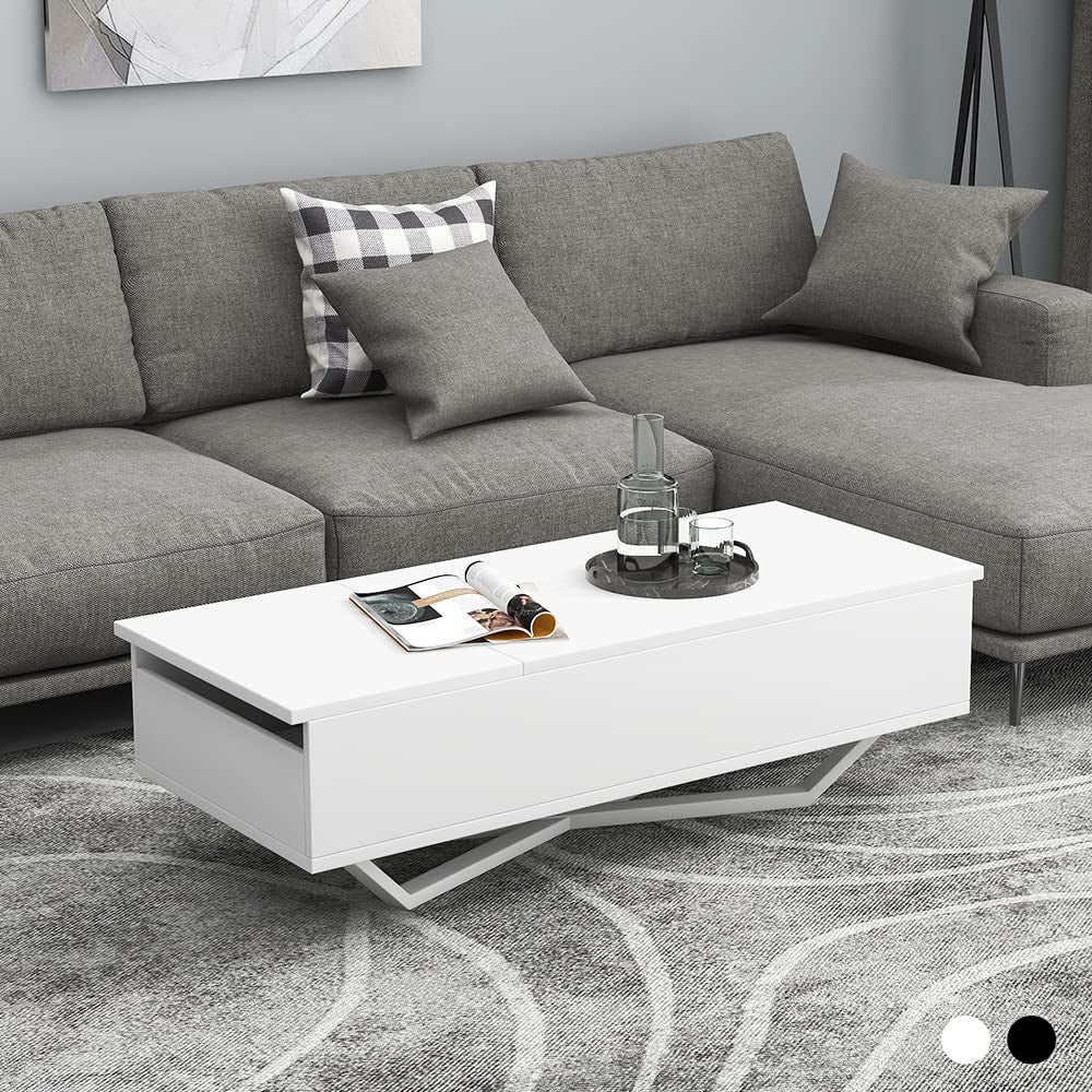 【ブラック/ホワイト】テーブル ローテーブル 折り畳み式天板 昇降式 高さ調節 昇降式テーブル おしゃれ 折りたたみ ローテーブル 一人暮らし 収納 大容量 木製 昇降 センターテーブル リビング リフトテーブル 幅100cm 天然木 リフティング 大きい 大きめ