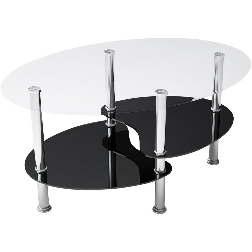 【ブラック/ブラック+ホワイト/ホワイト】センターテーブル ローテーブル ガラステーブル リビングテーブル ガラステーブル ソファーテーブル 楕円形 センター 幅88cm 3色展開 高級感 モダン コーヒーテーブル おしゃれ モダン 北欧