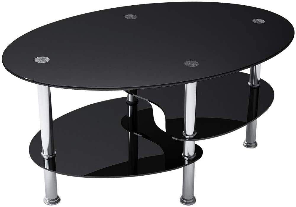 【ブラック/ブラック+ホワイト/ホワイト】センターテーブル ローテーブル ガラステーブル リビングテーブル ガラステーブル ソファーテーブル 楕円形 センター 幅88cm 3色展開 高級感 モダン コーヒーテーブル おしゃれ モダン 北欧