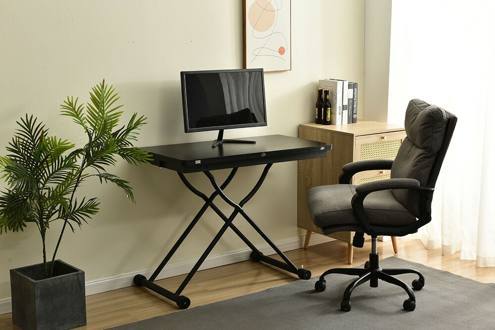 【完成品】センターテーブル 昇降式サイドテーブル 折りたたみテーブル 折り畳み センターテーブル 幅100 高さ50~100cm ガス圧昇降 ブラウン コンパクトテーブル 作業用 デスク 多機能 おしゃれ リビング ソファ横 一人暮らし 多用途 収納便利