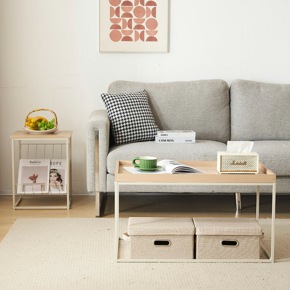 【ブラウン/ナチュラル】 センターテーブル ローテーブル ネストテーブル 長方形 2個セット 省スペース おしゃれ テーブルセット コーヒーテーブル リビングテーブル ソファテーブル 幅80/幅40 大きめ モダン 木目調 新生活 人気 おしゃれ カフェ風 インテリア