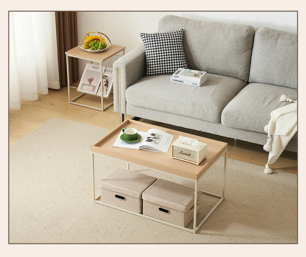 【ブラウン/ナチュラル】 センターテーブル ローテーブル ネストテーブル 長方形 2個セット 省スペース おしゃれ テーブルセット コーヒーテーブル リビングテーブル ソファテーブル 幅80/幅40 大きめ モダン 木目調 新生活 人気 おしゃれ カフェ風 インテリア