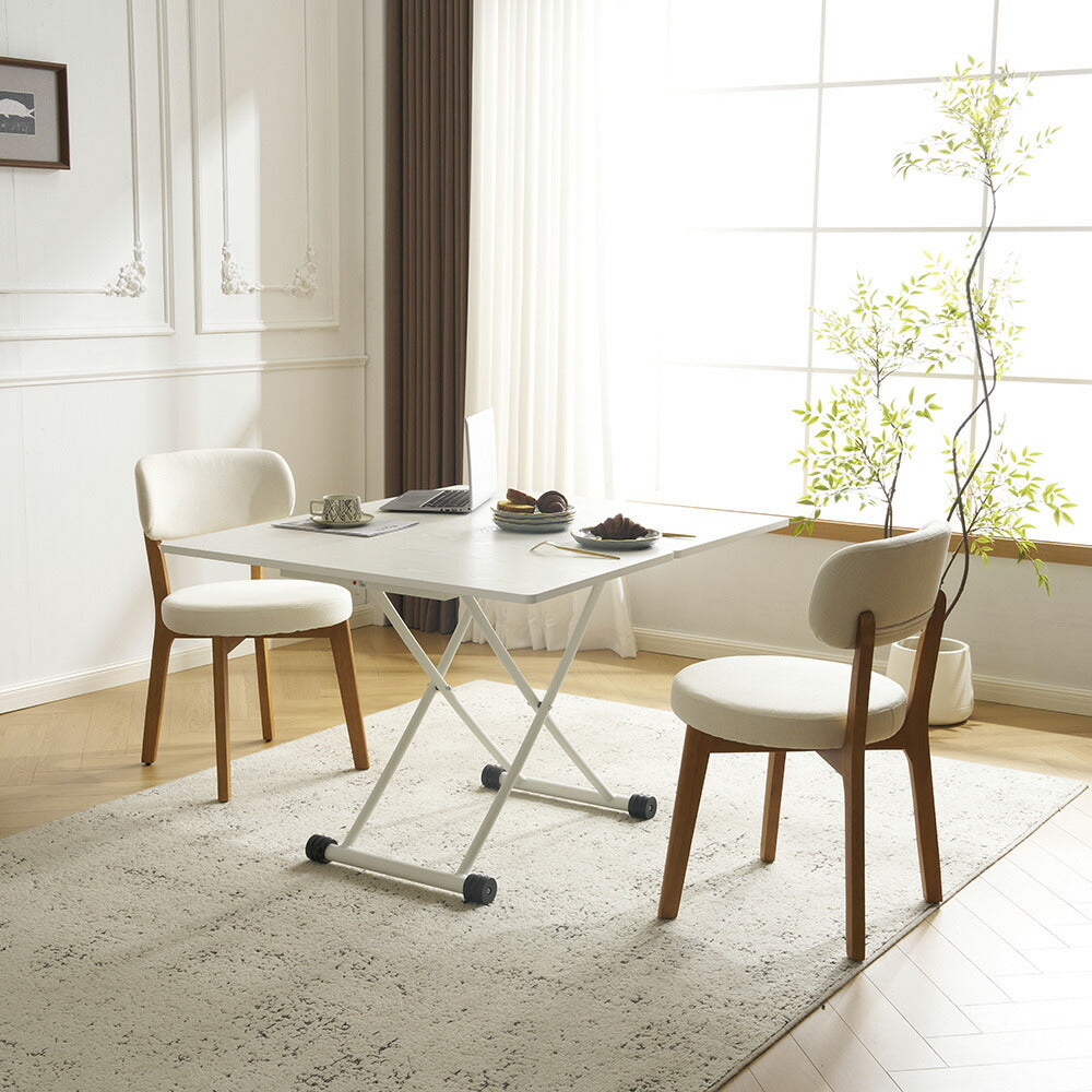 【完成品】センターテーブル 昇降式サイドテーブル 折りたたみテーブル 折り畳み センターテーブル 幅100 高さ50~100cm ガス圧昇降 ホワイト コンパクトテーブル 作業用 デスク 多機能 おしゃれ リビング ソファ横 一人暮らし 多用途 収納便利