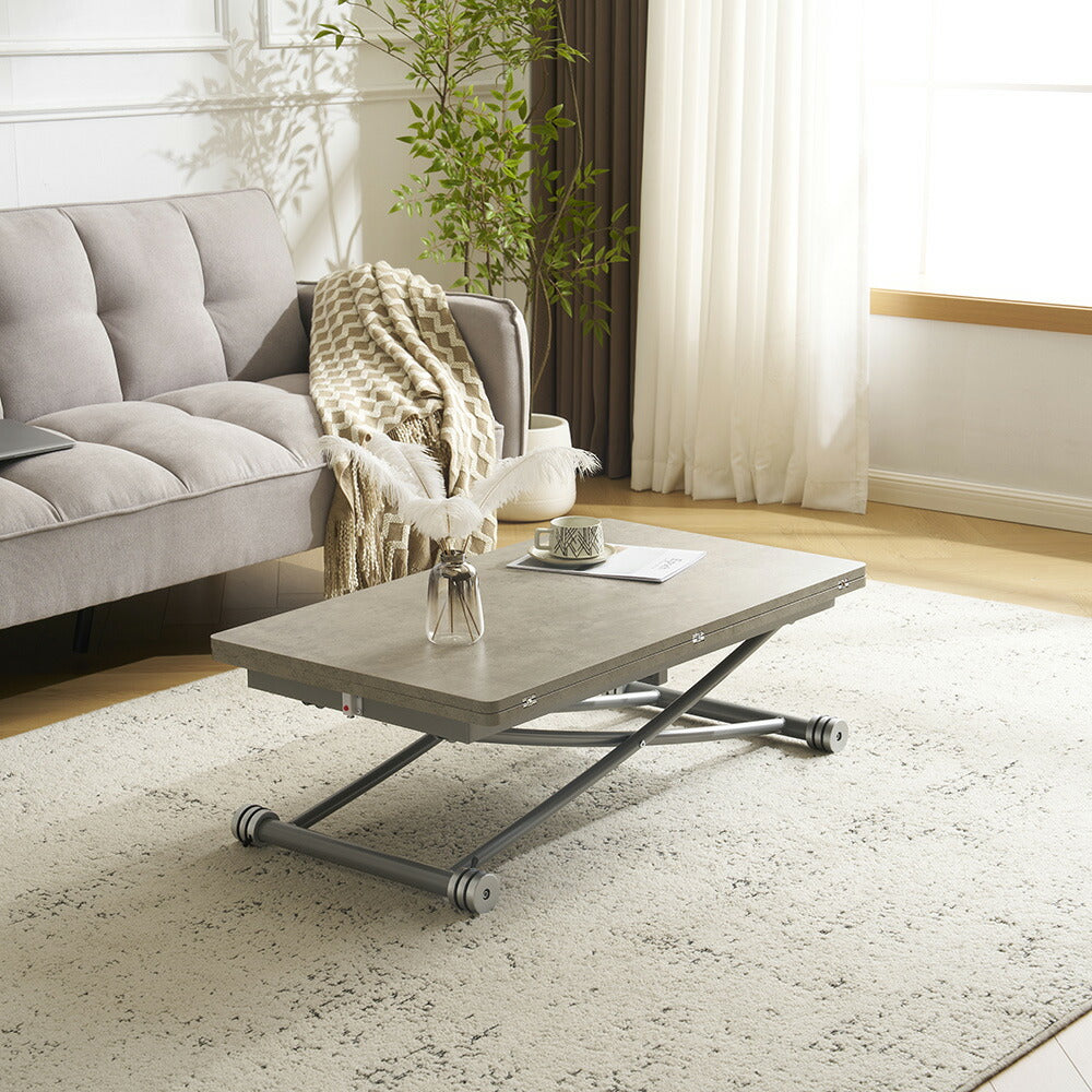 【完成品】センターテーブル 昇降式サイドテーブル 折りたたみテーブル 折り畳み センターテーブル 幅100 高さ50~100cm ガス圧昇降 グレー コンパクトテーブル 作業用 デスク 多機能 おしゃれ リビング ソファ横 一人暮らし 多用途 収納便利