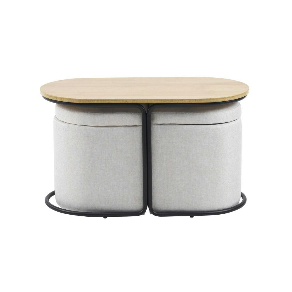 【完成品】【ナチュラル/ブラウン】センターテーブル スツール2個付き センターテーブル&スツールセット 収納付き サイドテーブル 北欧風 ソファテーブル リビングテーブル 2色展開 ローテーブル モダン