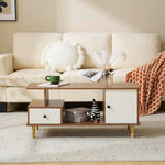 【ブラウン/ホワイト/ナチュラル】テーブル ローテーブル 収納テーブル 幅98 北欧 センターテーブル 引き出し付き 3色展開 リビングテーブル 木製 モダン おしゃれ かわいい シンプル カフェ風 ラック 座卓 テーブル 机 2人 在宅 作業 大きめ