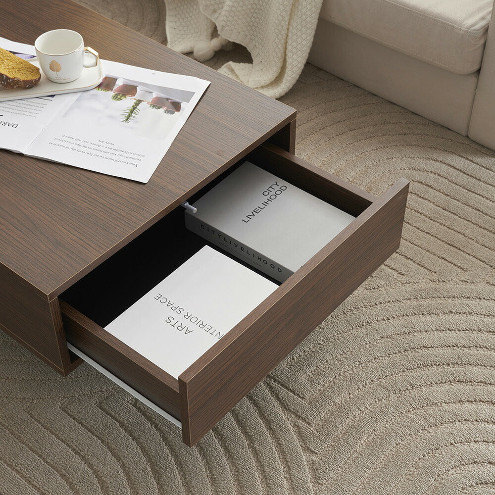 【ブラウン/ホワイト】センターテーブル テーブル ローテーブル リビングテーブル センターテーブル 木製 長方形 北欧 収納棚 大容量 引き出し付き リビング おしゃれ シンプル モダン カフェ風 ソファテーブル コンパクト 一人暮らし 木目調 白