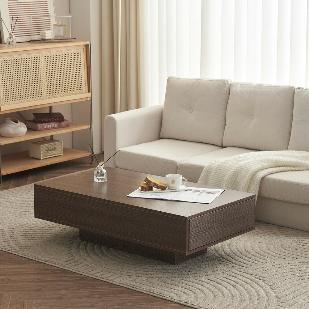 【ブラウン/ホワイト】センターテーブル テーブル ローテーブル リビングテーブル センターテーブル 木製 長方形 北欧 収納棚 大容量 引き出し付き リビング おしゃれ シンプル モダン カフェ風 ソファテーブル コンパクト 一人暮らし 木目調 白