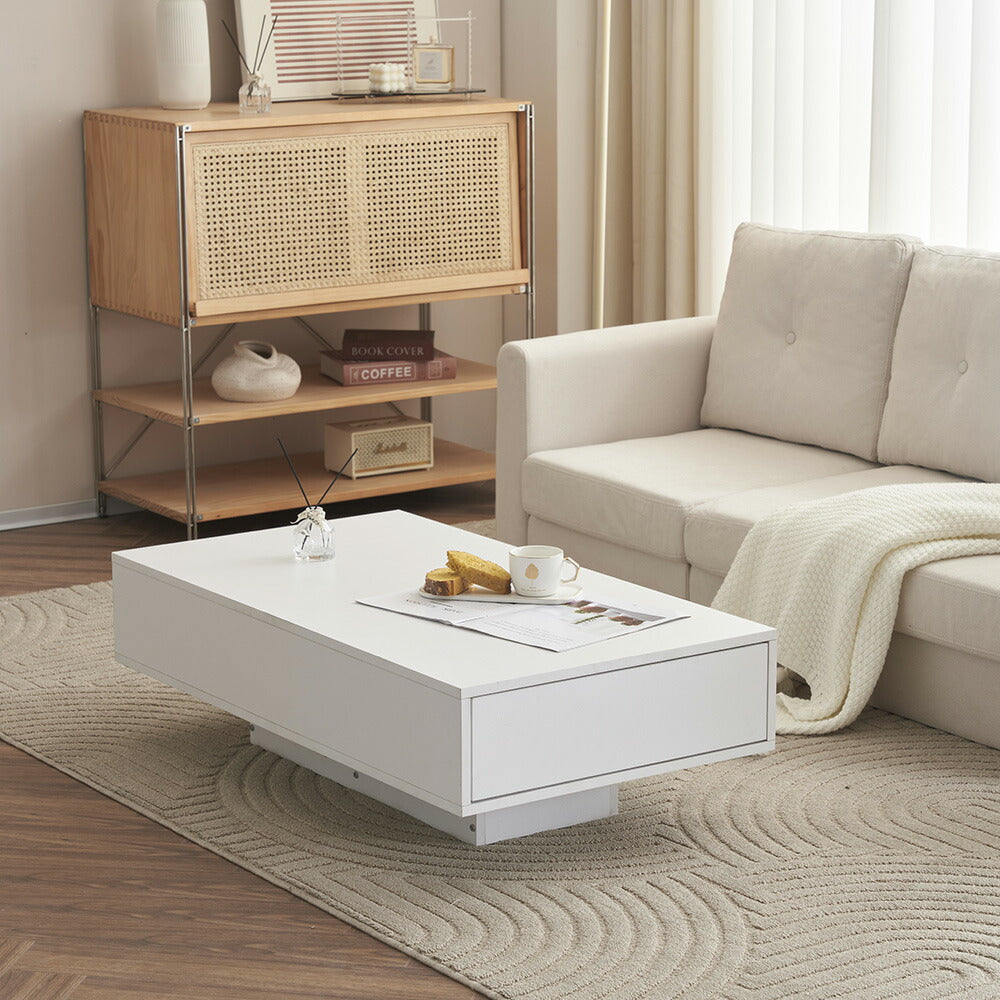 【ブラウン/ホワイト】センターテーブル テーブル ローテーブル リビングテーブル センターテーブル 木製 長方形 北欧 収納棚 大容量 引き出し付き リビング おしゃれ シンプル モダン カフェ風 ソファテーブル コンパクト 一人暮らし 木目調 白