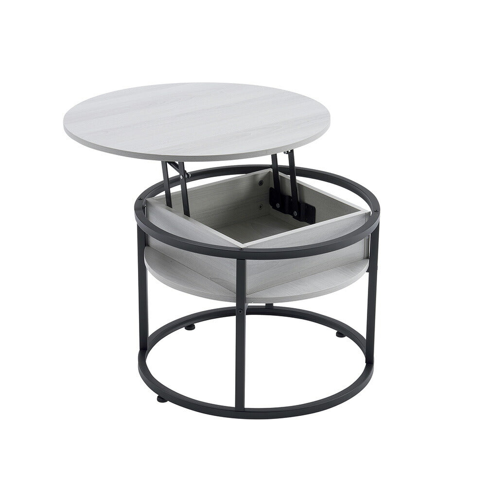 テーブル ローテーブル 折り畳み式天板 昇降式 高さ調節 昇降式テーブル 丸 円形 おしゃれ 折りたたみ ローテーブル 一人暮らし 収納 大容量 木製 昇降 センターテーブル リビング リフトテーブル 幅65cm 天然木 リフティング ゴールド脚 ブラック脚 7日内出荷