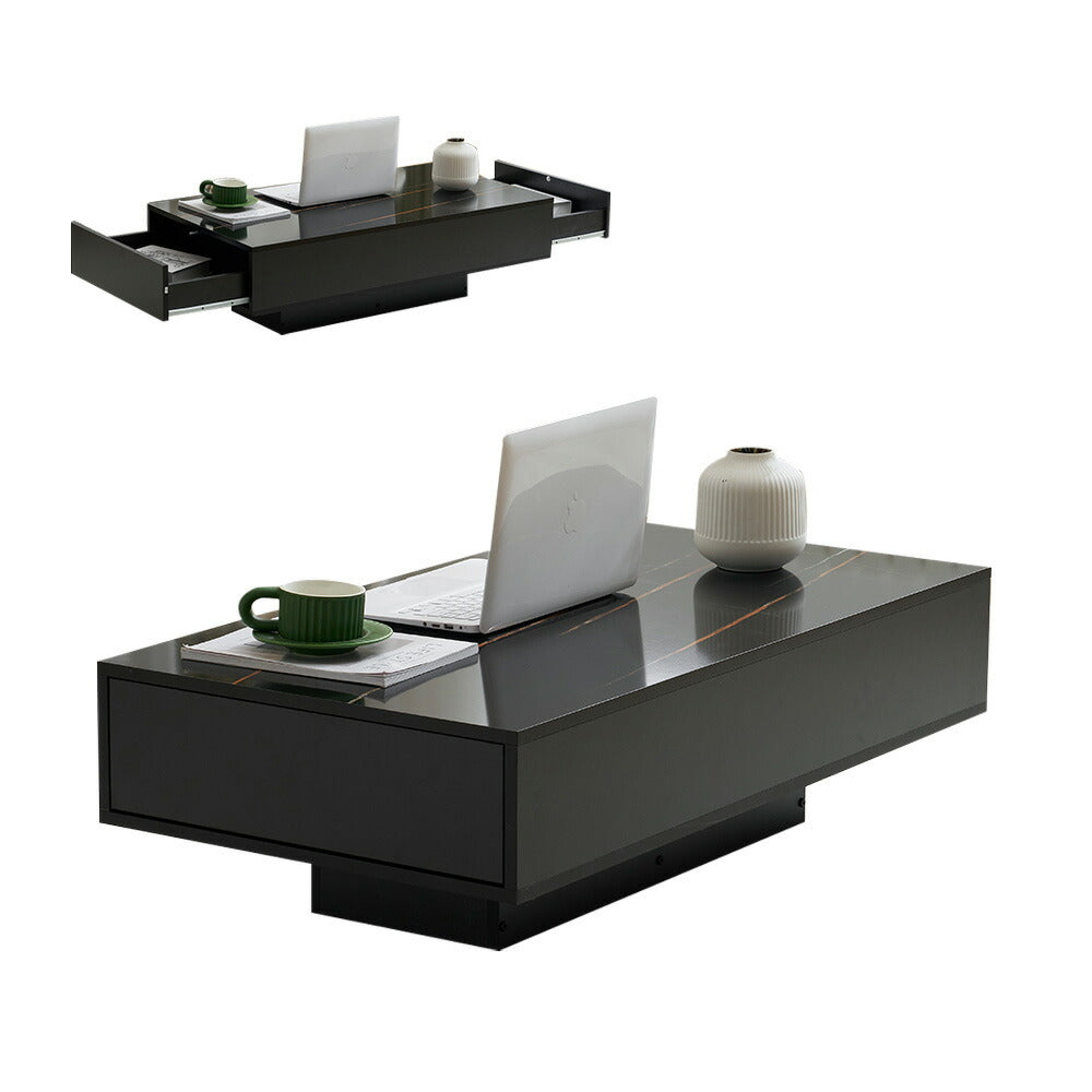 【ブラック/ホワイト】センターテーブル テーブル ローテーブル リビングテーブル センターテーブル 長方形 北欧 収納棚 引き出し付き リビング 大理石調 おしゃれ シンプル モダン カフェ風 ソファテーブル コンパクト 白 黒 2色展開 一人暮らし