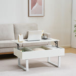 【ホワイト/ナチュラル】センターテーブル ローテーブル 折り畳み式天板 昇降式 高さ調節 昇降式テーブル おしゃれ 折りたたみ ローテーブル 一人暮らし 収納 大容量 木製 昇降 リビング リフトテーブル 幅100cm 天然木 スチール脚 リフティング 大きい 大きめ