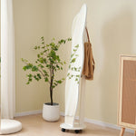 全身鏡 姿見鏡 ハンガーラック イレギュラ ハンガーフック付き鏡 ハンガー回転 キャスター付き 収納付き 衣類収納 隙間収納 リビング 玄関 飛散防止加工 ホワイト167*37CM 移動式 インテリア 韓国 インスタ映え ナチュラル 北欧風 シンプル 7日内出荷