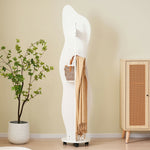 全身鏡 姿見鏡 ハンガーラック イレギュラ ハンガーフック付き鏡 ハンガー回転 キャスター付き 収納付き 衣類収納 隙間収納 リビング 玄関 飛散防止加工 ホワイト167*37CM 移動式 インテリア 韓国 インスタ映え ナチュラル 北欧風 シンプル 7日内出荷