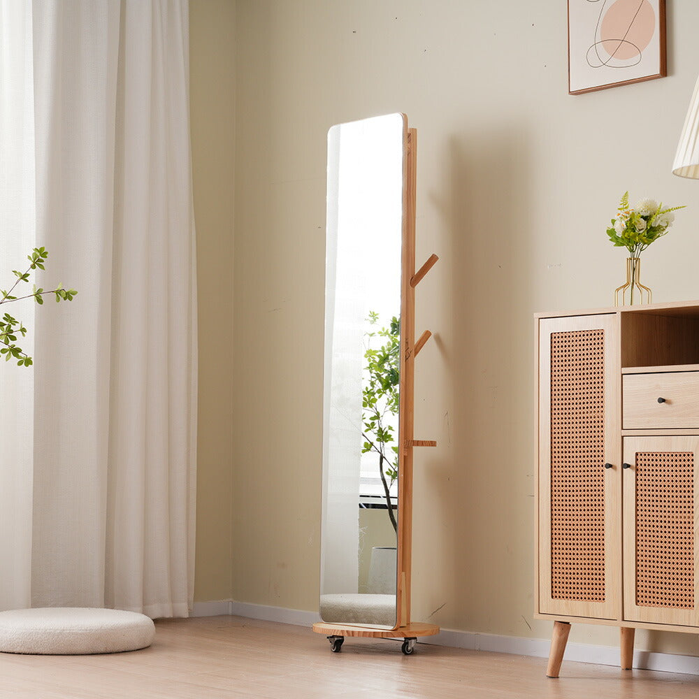 全身鏡 鏡 姿見 玄関 全身 おしゃれ ハンガーラック 収納 スタンド 回転 DIY 自撮りミラー 鏡 壁掛け鏡 飛散防止加工 全身ミラー ドレッサー スリムミラー キャスター付き 移動式 インテリア 韓国 インスタ映え ナチュラル 北欧風 シンプル 7日内出荷