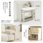 折りたたみキッズデスク チェア セット キッズテーブル ミニテーブル 絵本棚付き 子供用 勉強机 学習デスク テーブル 子供用テーブル 子供机 学習デスク 机 幼児机 お絵描きデスク 棚付き ホワイト 白 こども 組み立て簡単 多機能 省スペース プレゼント