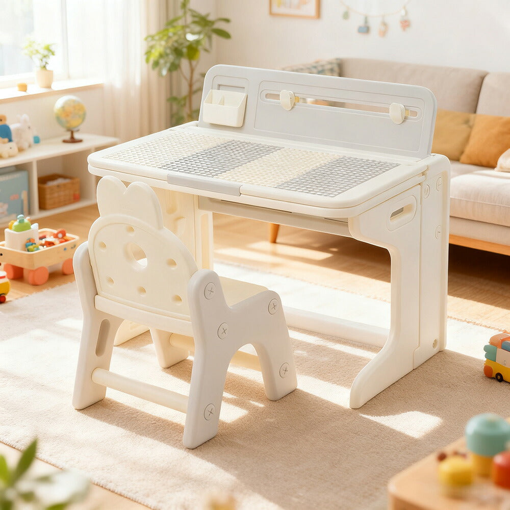 折りたたみキッズデスク チェア セット 学習机セット キッズテーブル ミニテーブル 子供用 勉強机 学習デスク テーブル 子供用テーブル 子供机 学習デスク 机 幼児机 お絵描きデスク ホワイト 白 幅74cm こども 組み立て簡単 多機能 省スペース プレゼント