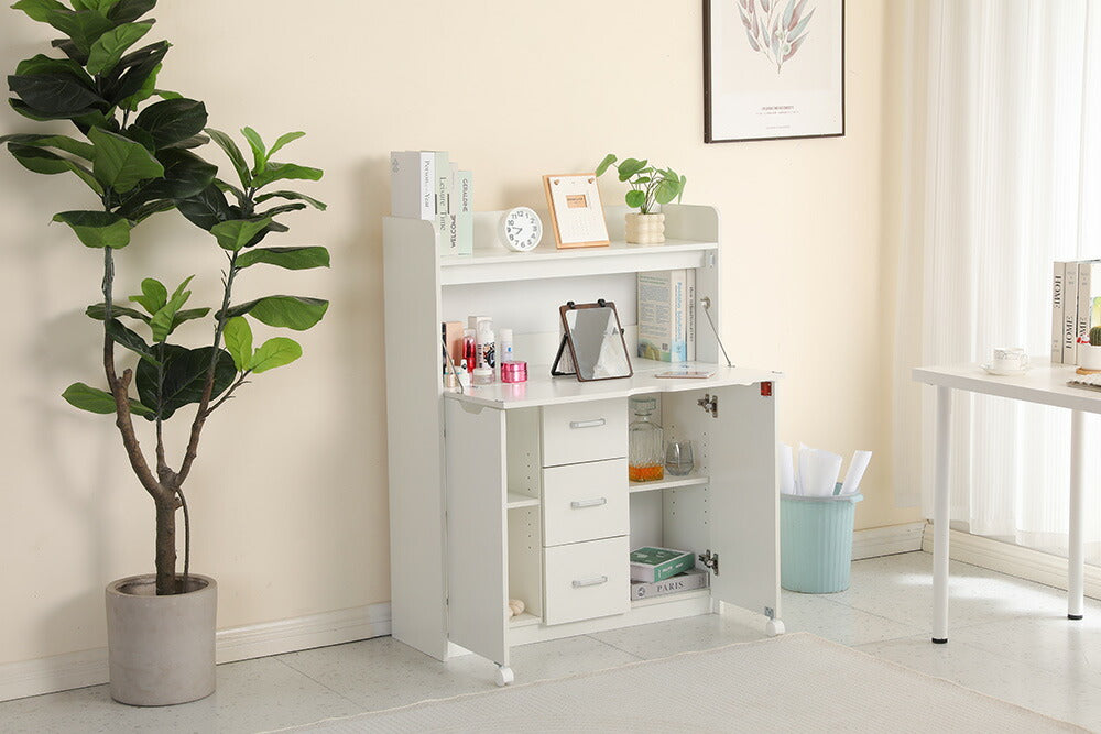 【ホワイト/ナチュラル】学習机 デスク パソコンデスク 勉強机 折り畳み天板 変形家具 引き出し PCデスク 棚付き 収納 省スペース リビング ワークデスク 子供 大人 テレワーク 在宅ワーク 2色展開 リモートワーク 北欧