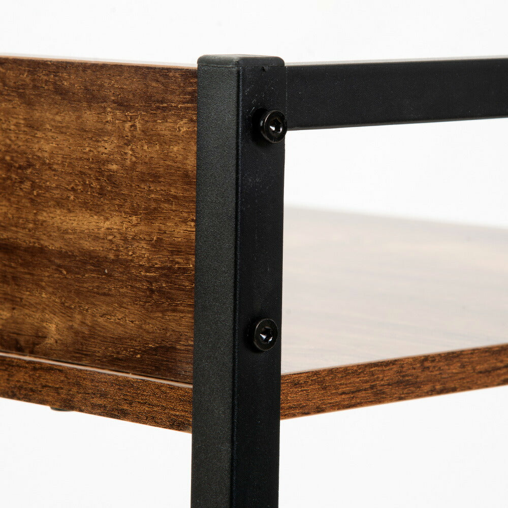 パソコンデスク ダークブラウン 収納ラック付きデスク 引き出し付き 3段シェルフ付 パソコンデスク 木製 収納付 座デスク 机 おしゃれ ワークデスク 引き出し付き シェルフ付きデスク 書斎デスク 学習机 勉強机