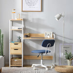 パソコンデスク ナチュラル 収納ラック付きデスク 引き出し付き 3段シェルフ付 パソコンデスク 木製 収納付 座デスク 机 おしゃれ ワークデスク 引き出し付き シェルフ付きデスク 書斎デスク 学習机 勉強机