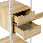 パソコンデスク ナチュラル 収納ラック付きデスク 引き出し付き 3段シェルフ付 パソコンデスク 木製 収納付 座デスク 机 おしゃれ ワークデスク 引き出し付き シェルフ付きデスク 書斎デスク 学習机 勉強机