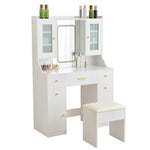 ドレッサー 鏡台 化粧台 テーブル ドレッサーテーブル 化粧テーブル 化粧品収納 卓上 メイク台 鏡 ミラー コンセント付き ライト付き 3色LED 女優ミラー 引き出し 収納 椅子 スツール付き セット サイド収納 メイク台 シンプル 幅90CM 大容量 高級感 可愛い