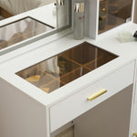 ドレッサー 化粧台 テーブル 鏡台 ライト付き 3色LED ドライヤーホルダー コンセント付き 女優ミラー 引き出し 収納 椅子 スツール付き セット サイド収納 メイク台 木製 幅80cm 白 ホワイト 高級感 おしゃれ シンプル プレゼント 大容量 可愛い