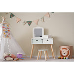 ドレッサー おままごとドレッサー ドレッサー 木製 化粧台 鏡台 引き出し コスメ収納 誕生日プレゼント おもちゃ キッズ 女の子 子供 プレゼント 子供 椅子 スツール付き シンプル 女の子プレゼント 姪 おしゃれ かわいい