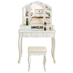 ドレッサー 化粧台 テーブル 鏡台 ライト付き 3色LED 女優ミラー 引き出し 収納 椅子 スツール付き セット サイド収納 メイク台 木製 ホワイト 白 幅80cm 80cm シンプル 大容量 可愛い 高級感 お姫 おしゃれ