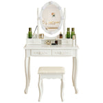 ドレッサー 化粧台 テーブル 鏡台 ライト付き 3色LED 女優ミラー 引き出し 収納 椅子 スツール付き セット サイド収納 メイク台 木製 ホワイト 白 幅80cm 80cm シンプル 大容量 可愛い 高級感 お姫 おしゃれ