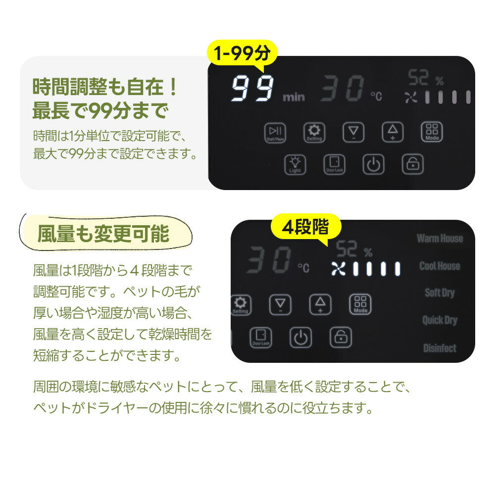 ペットドライルーム ペットドライヤー ペットハウス ドライヤー ボックス ハウス ドライルーム 猫 犬 ペット50L大容量 12.5kgまで対応 乾燥機 犬乾燥機 乾燥機 乾燥 乾燥箱 ヘアドライヤー ブローボックス 静音 自動 7日内出荷