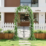ガーデンアーチ 扉付き ローズアーチ ゲートセット スチール製 バラアーチ ガーデンゲート アイアンアーチ 園芸アーチ フラワーアーチ ガーデニング 支柱 つる植物 庭 エントランス 玄関アーチ 庭園装飾 ブラック 7日内出荷