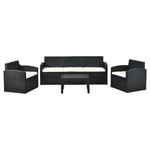 ガーデンファニチャー 4点セット 5人掛け ソファセット ラタン調 ガーデンテーブル付き クッション付き PEラタン 防水 耐候性 工具不要 組立簡単 ベランダ テラス 庭 カフェ ホテル 屋外家具 ガーデンソファ 7日内出荷