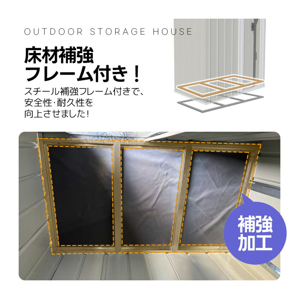 【可動棚なし/可動棚付き】物置 屋外 スチール 倉庫 幅148 奥行82.5 高193 床材補強フレーム付き 引き戸 大型 収納庫 屋外物置 防さび 防水 ベランダ 庭 ガーデニング ドア 7日内出荷