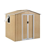 【可動棚&すべり出し窓付き】物置 屋外 スチール 倉庫 床材補強フレーム付き W194×D162×H184cm 大型収納庫 約4132L 引き戸 施錠可能 換気口付き 防さび 防水 人字屋根 屋外物置 ガーデニング 庭 ベランダ収納 スチール物置 グレーホワイト ブルーグレー 7日内出荷