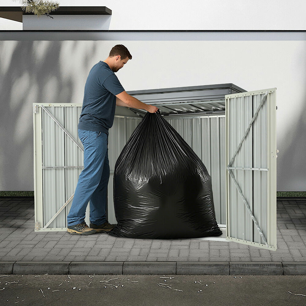 ゴミ収納庫 屋外 ゴミストッカー 大容量 物置 スチール物置 戸外収納庫 L158×W96×H134cm 施錠可能 防さび 防水 屋外物置 倉庫 収納庫 ガーデニング収納 ゴミ箱収納 ベランダ収納 カラス対策 頑丈 ブラック 7日内出荷