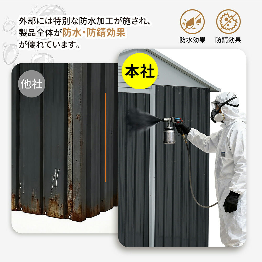 物置 屋外 収納庫 スチール物置 大型 戸外収納庫 W193×D130×H189cm 収納ラック付き 引き戸 屋外物置 倉庫 防さび 防水 屋外収納 ガーデニング収納 ベランダ収納 庭収納 おしゃれ 大容量 ブラック 7日内出荷