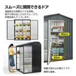 温室付き 物置 屋外 スチール物置 可動棚 戸外収納庫 W180×D121×H180cm 大型 収納庫 屋外物置 倉庫 ガーデニング温室 ガーデンハウス 防さび 防水 屋外収納 ガーデニング収納 ベランダ収納 庭収納 ブラック ブルーグレー 7日内出荷